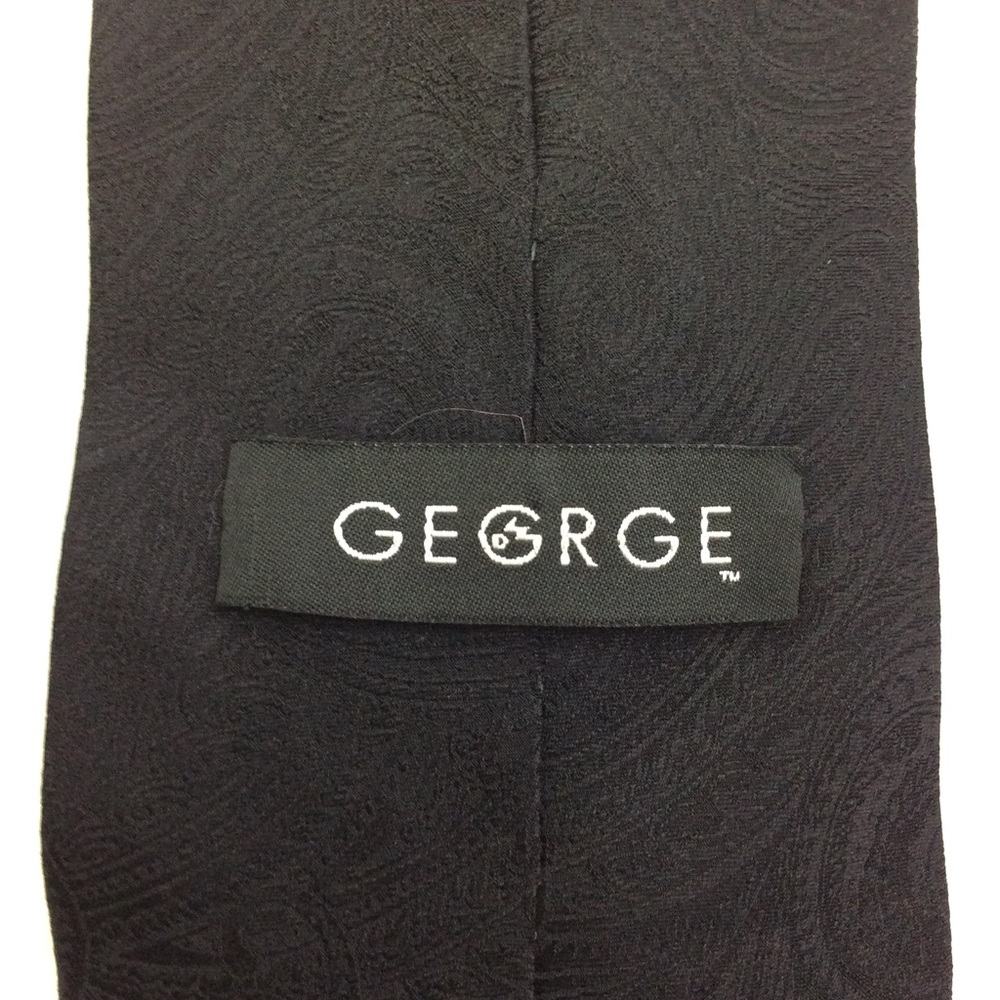 George Solid Black Silk Necktie - image 2